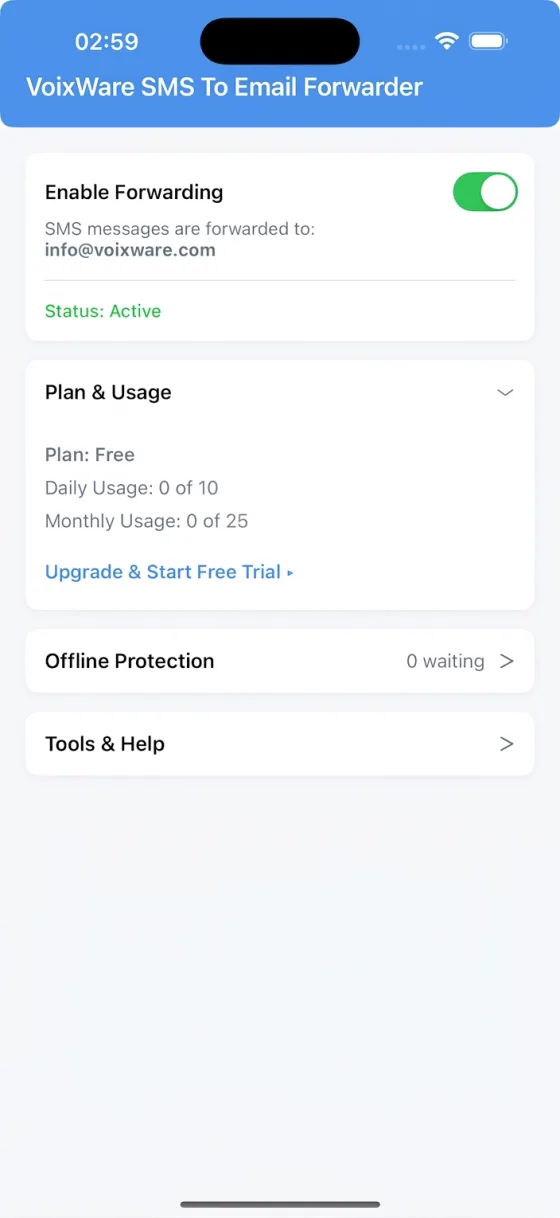 App interface mock-up