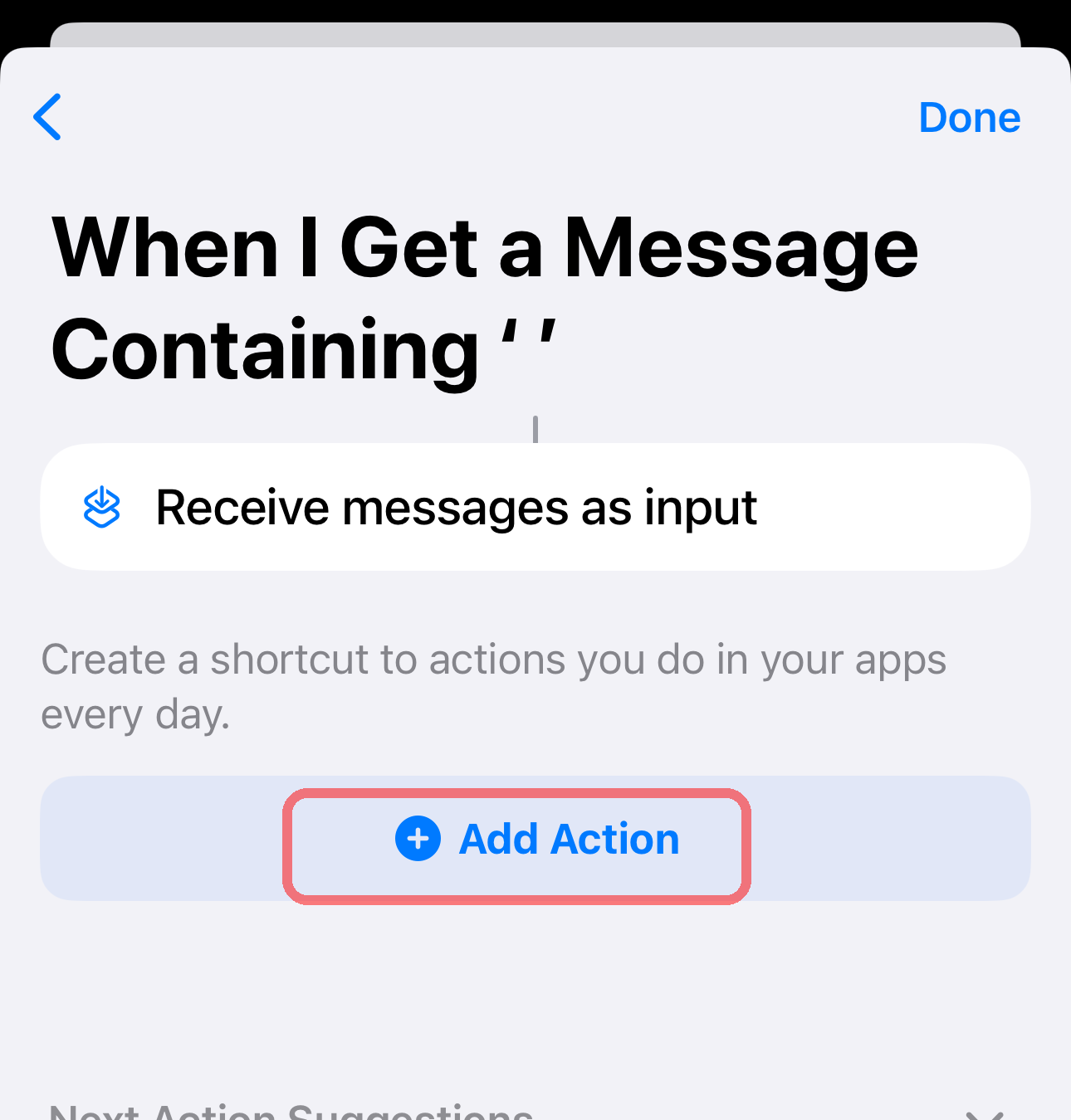 Add Action button